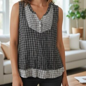 👛 (ANY 2/$20) ANTILA FEMME Black-Grey Sleeveless Top 27” Long